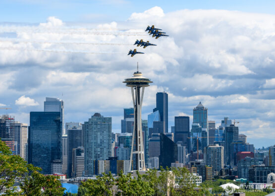 Blue Angels fly over Space Needle- Seafair 2018