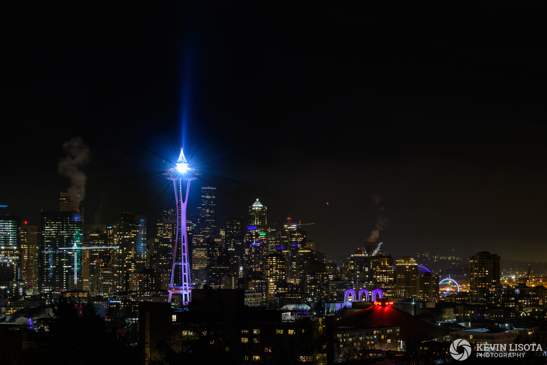 New Year's light show at the Space Needle