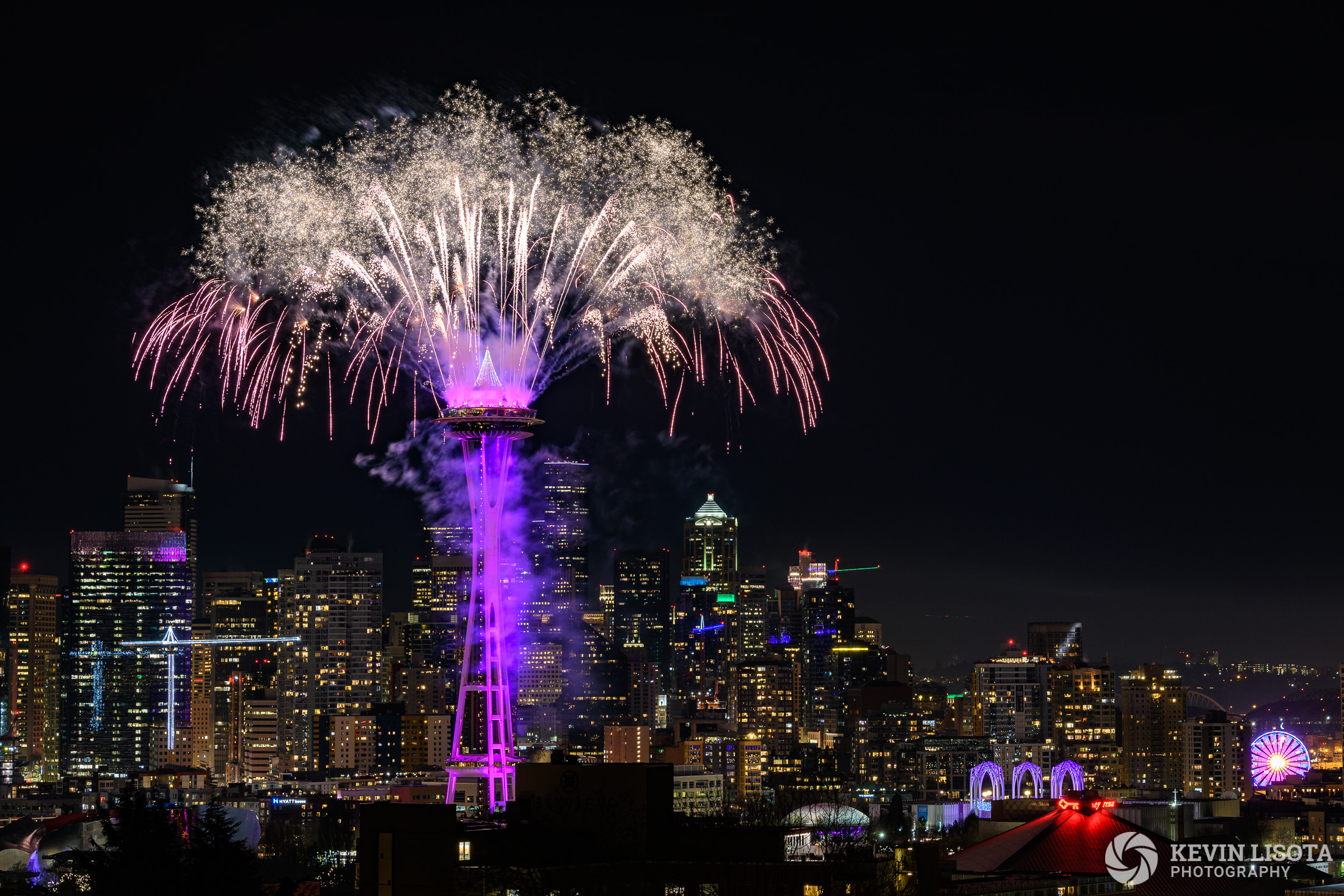 New Year's fireworks at the Space Needle