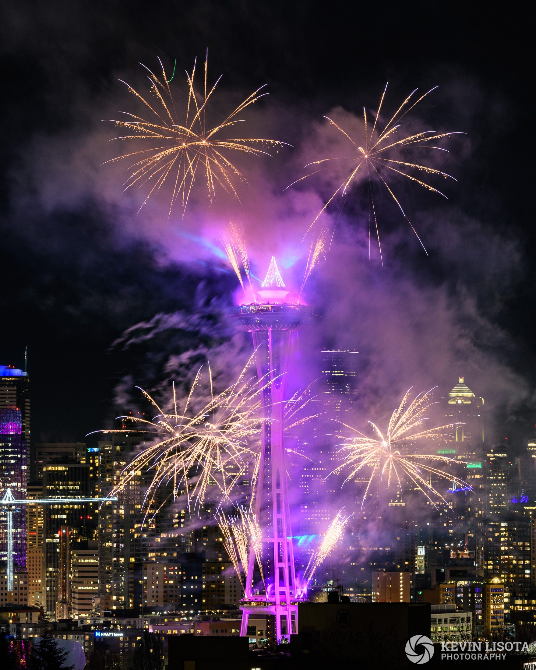 New Year's fireworks at the Space Needle