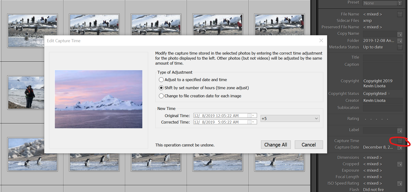 Edit Capture Time in Lightroom